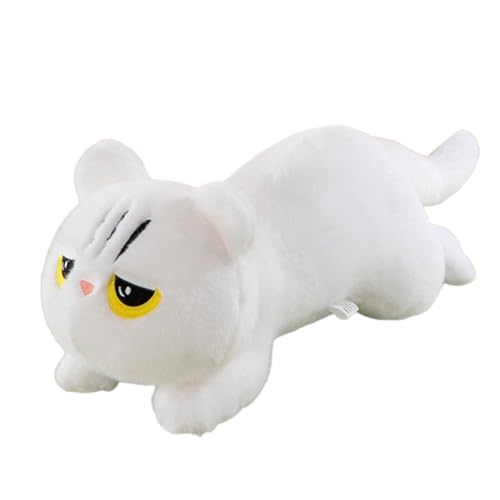 Kissen Katze Schwarz Kuscheltier Weighted Stuffed Animal,Puppe Plüschkissen Spielzeug Kawaii Katze Kuscheltier,Niedliche Cartoon Schwarze Katzen Schlafkissen Wurfkissen Plüsch Puppe (90cm,Weiß) von Xiyocadt