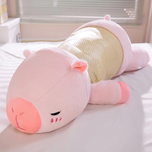Kühle Kuscheltier Capybara Plüschkissen Stofftiere Lang Plüschtier Ausgestopftes Tier Spielzeug Kuschelkissen, Niedlichen Capybara Plushie Gefüllte Spielzeug für Home Deko Kinder (130CM,hongxi) von Xiyocadt