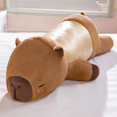 Kühle Kuscheltier Capybara Plüschkissen Stofftiere Lang Plüschtier Ausgestopftes Tier Spielzeug Kuschelkissen, Niedlichen Capybara Plushie Gefüllte Spielzeug für Home Deko Kinder (130CM,zongxi) von Xiyocadt