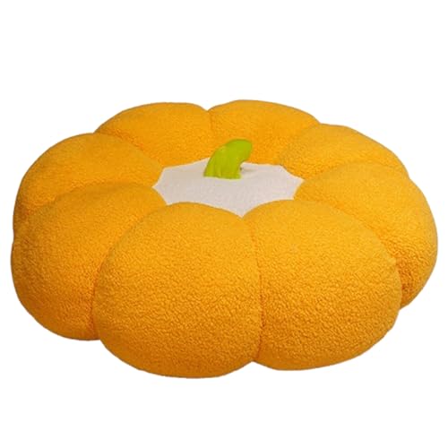Kürbis Deko Kissen Kürbis Sitzkissen,Herbst Zierkissen Aesthetic Sofakissen Pumpkin Pillows,Rund Innenbereich Sitzpolster Bodenkissen für Kinderzimmer Hause Sofa (90 * 30cm,Gelb) von Xiyocadt