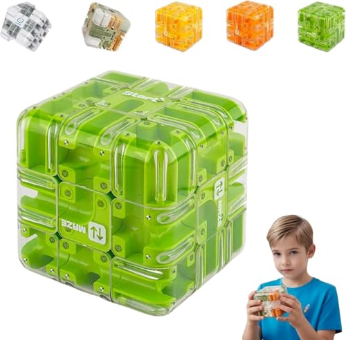 Large Labyrinth 3D Puzzles Maze Cube, 3D Labyrinth Spiel Puzzle Spiel, 2-in-1 Kugellabyrinth Zauberwürfel Spielzeug, Interaktives Würfel Labyrinthspiel (Grün) von Xiyocadt