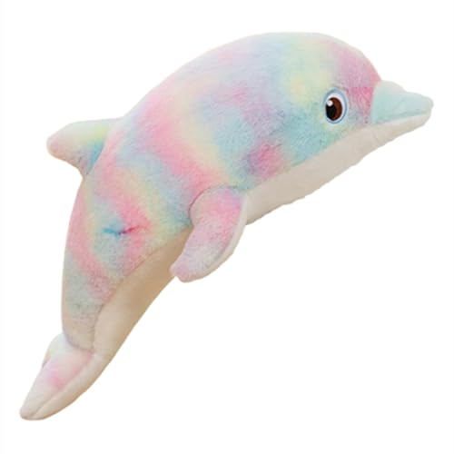 Niedliche bunte Delphinpuppe kreativ,Kinderschlafkissen， Plüschtier Plüschtier für Kinder und Baby, Bunter Delphin Plüsch Meerestiere, Kuscheliges Kuscheltier, Weiches Kuscheltier (100cm,Bunt) von Xiyocadt