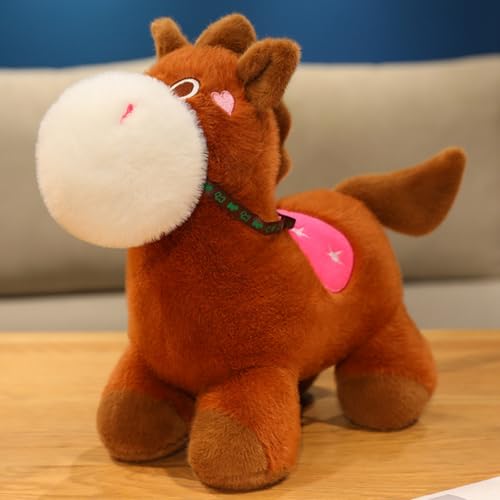 Pferd Kuscheltier Pony Kuscheltier, Sanft Kuscheliger Begleiter Zum Beruhigen Und Dekor, Hautfreundliche Weiche Deko Streicheltier Kuschelbegleiter Für Zuhause Kindergarten Bett (23cm,zongse) von Xiyocadt