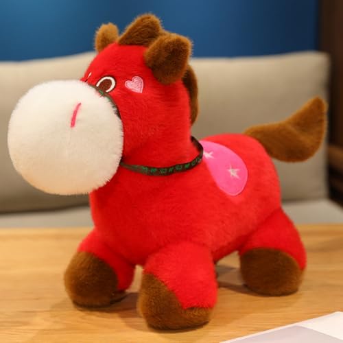 Pferd Kuscheltier Pony Kuscheltier, Sanft Kuscheliger Begleiter Zum Beruhigen Und Dekor, Hautfreundliche Weiche Deko Streicheltier Kuschelbegleiter Für Zuhause Kindergarten Bett (32cm,hongse) von Xiyocadt