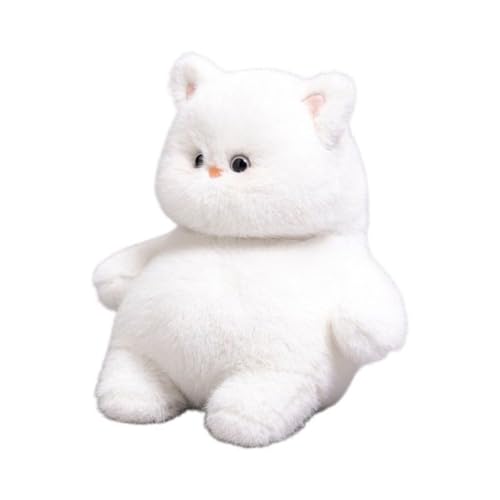 Schwarze Katze Kuscheltier,WeißE Katze PlüSchtier Simulation Kurzhaar Nette Katzes Puppe,Simuliertes Tier Katzes PlüSchtier,Schlafzimmer Auto Heimdekoration Sammlergeschenk FüR Kinder (45cm,weiß) von Xiyocadt