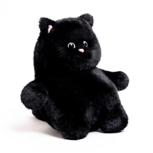 Schwarze Katze Kuscheltier,WeißE Katze PlüSchtier Simulation Kurzhaar Nette Katzes Puppe,Simuliertes Tier Katzes PlüSchtier,Schlafzimmer Auto Heimdekoration Sammlergeschenk FüR Kinder (45cm,schwarz) von Xiyocadt