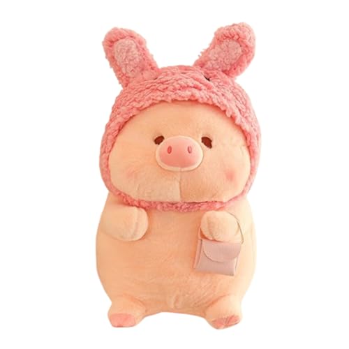 Schwein Plüschtier Kuscheltier,kuscheltier schwein mit kapuze,Plüschtier Frosch Kawaii Plüschkissen,Tragen Sie einen Kaninchenfrosch-Bärenhut ,für Mädchen Kinder Jungen,Dekoration zu Hause (40cm,B) von Xiyocadt