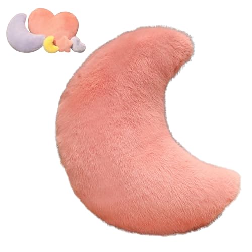 Stern Mond Herz Plüsch Kissen, Flauschige Zierkissen, Flausch Plüsch Sofakissen, Kissen Kawaii Stern Mond Herz Zierkissen, Dekokissen für Kinderzimmer Schlafzimmer Deko Geschenke (45cm,Rosa,Mond) von Xiyocadt