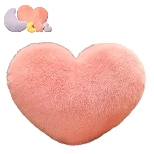 Stern Mond Herz Plüsch Kissen, Flauschige Zierkissen, Flausch Plüsch Sofakissen, Kissen Kawaii Stern Mond Herz Zierkissen, Dekokissen für Kinderzimmer Schlafzimmer Deko Geschenke (Rosa,60cm,Herz) von Xiyocadt