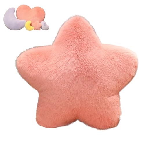 Stern Mond Herz Plüsch Kissen, Flauschige Zierkissen, Flausch Plüsch Sofakissen, Kissen Kawaii Stern Mond Herz Zierkissen, Dekokissen für Kinderzimmer Schlafzimmer Deko Geschenke (Rosa,60cm,Stern) von Xiyocadt