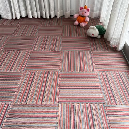 Xiyocadt 10 Stück Eva Schaumstoff Puzzlematte, Puzzleteppich,rutschfest Bodenschutzmatte,Krabbelmatte, Spielmatte,für Wohnzimmer,Schlafzimmer, Kinderzimmer, Spielzimmer (Rote Streifen) von Xiyocadt