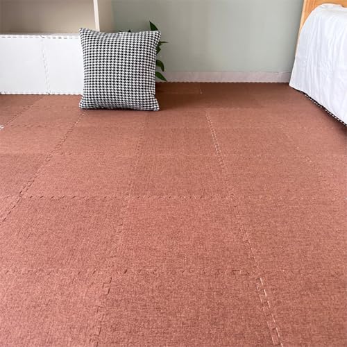 Xiyocadt 12 Stück Puzzleteppich, 30x30 cm Puzzle Teppich Matte, Leinen-Baumwolle Anti-Rutsch Schaumstoff-Bodenmatten für Schlafzimmer, Wohnzimmer (Kaffee) von Xiyocadt