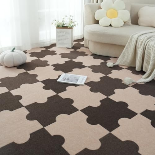 Xiyocadt 20 Stück Puzzleteppich Flauschig, 30x40 cm Puzzle Teppich Matte, Anti-Rutsch Schaumstoff-Bodenmatten für Schlafzimmer, Wohnzimmer (Braun + Camel) von Xiyocadt