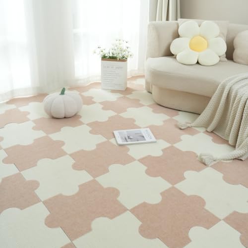 Xiyocadt 20 Stück Puzzleteppich Flauschig, 30x40 cm Puzzle Teppich Matte, Anti-Rutsch Schaumstoff-Bodenmatten für Schlafzimmer, Wohnzimmer (Camel + Off-White) von Xiyocadt