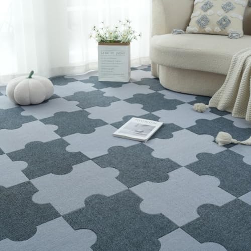 Xiyocadt 20 Stück Puzzleteppich Flauschig, 30x40 cm Puzzle Teppich Matte, Anti-Rutsch Schaumstoff-Bodenmatten für Schlafzimmer, Wohnzimmer (Dunkelgrau + Hellgrau) von Xiyocadt