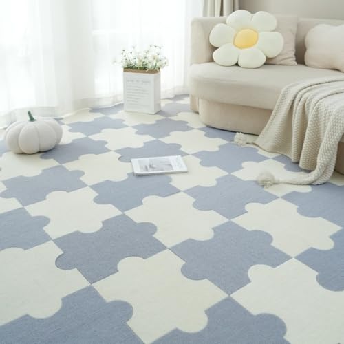 Xiyocadt 20 Stück Puzzleteppich Flauschig, 30x40 cm Puzzle Teppich Matte, Anti-Rutsch Schaumstoff-Bodenmatten für Schlafzimmer, Wohnzimmer (Hellgrau + Off-White) von Xiyocadt