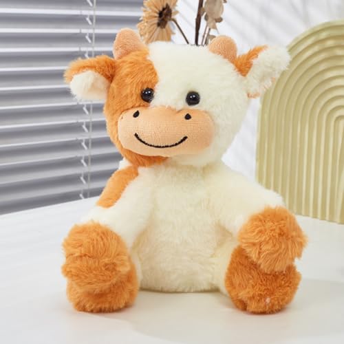 Xiyocadt 22cm Kuh Kuscheltier, Milchvieh Stofftier Plüschkissen Plüschtier, Cow Plüschtiere Spielzeug, Plushies Puppe Kissen Geschenk Wurfkissen für Jungen Mädchen Spielen Kuscheln (Gelb) von Xiyocadt