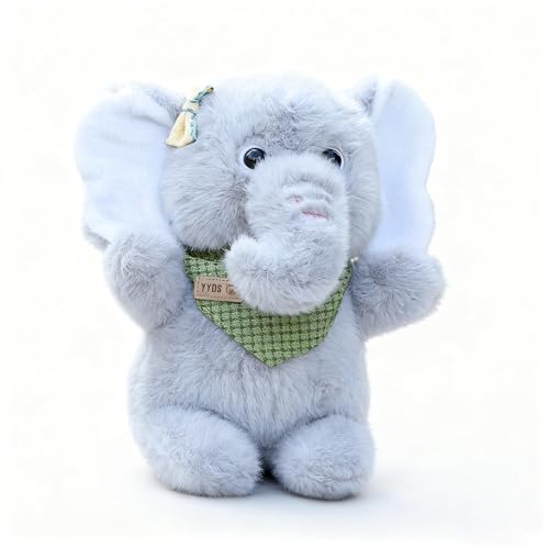 Xiyocadt 23 cm Elefant Kuscheltier, Elephant, Stofftier Elefant, Stofftier Plüschtier, Kleines Kuscheltier Geschenk für Kinder Mädchen Jungen (Grau) von Xiyocadt