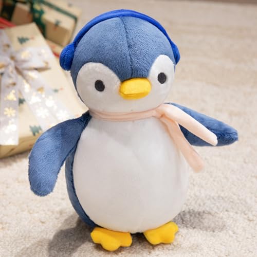 Xiyocadt 25cm Pinguin Plüschtier, Der Schal Tragende Pinguin Kuscheltier, Plush Penguin Spielzeug, Puppen Stofftier Geschenk für Kinder Jungen und Mädchen (Blau) von Xiyocadt