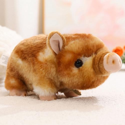 Xiyocadt 25cm Schwein Kuscheltier, Klein Weich Plüschtier, Flecken Reine Farbe Stofftier Spielzeug, Tiere Plush Kissen Puppe Geschenk für Kinder Jungen und Mädchen (Braun) von Xiyocadt