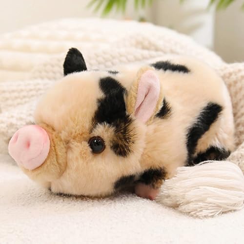Xiyocadt 25cm Schwein Kuscheltier, Klein Weich Plüschtier, Flecken Reine Farbe Stofftier Spielzeug, Tiere Plush Kissen Puppe Geschenk für Kinder Jungen und Mädchen (Schwarz-Gelb) von Xiyocadt