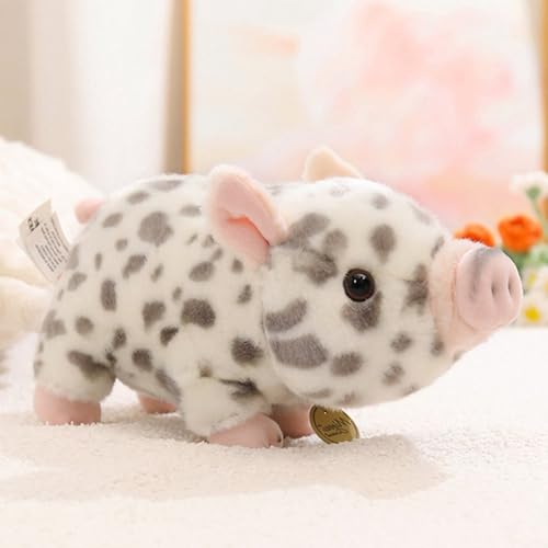 Xiyocadt 25cm Schwein Kuscheltier, Klein Weich Plüschtier, Flecken Reine Farbe Stofftier Spielzeug, Tiere Plush Kissen Puppe Geschenk für Kinder Jungen und Mädchen (Weiß-Grau) von Xiyocadt