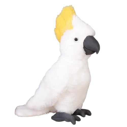 Xiyocadt 25cm Vögel Zoo Kuscheltier, Realistischer Künstliche Tiere Plüschtier, Vogel Plüschpuppe Stofftier Kleiner Spielzeug für Kinder, Jungen, Mädchen (Weißer Papagei) von Xiyocadt