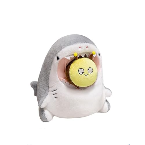 Xiyocadt 30 cm mit 40 cm, Plüschtier, 2 in 1 Hai Plüschkissen abnehmbar, super weich gestopft, Plüschpuppe, Spielzeuggeschenk für Baby Mädchen und Jungen (grau) (40cm,Hai Biene) von Xiyocadt