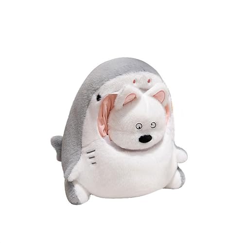 Xiyocadt 30 cm mit 40 cm, Plüschtier, 2 in 1 Hai Plüschkissen abnehmbar, super weich gestopft, Plüschpuppe, Spielzeuggeschenk für Baby Mädchen und Jungen (grau) (40cm,Hai Hund) von Xiyocadt