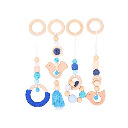 Xiyocadt 4 Stück Baby Spielbogen Anhänger, Baby Gym Spielzeug Charms Anhänger,Spielbögen,für Autositze, Kinderwagen und Autositzspielzeug (30cm,Blau) von Xiyocadt