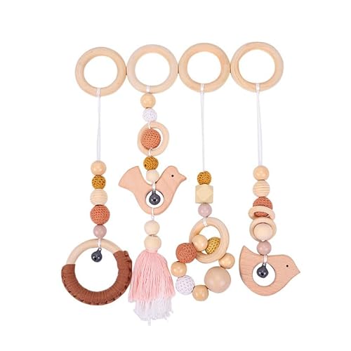 Xiyocadt 4 Stück Baby Spielbogen Anhänger, Baby Gym Spielzeug Charms Anhänger,Spielbögen,für Autositze, Kinderwagen und Autositzspielzeug (30cm,Braun) von Xiyocadt