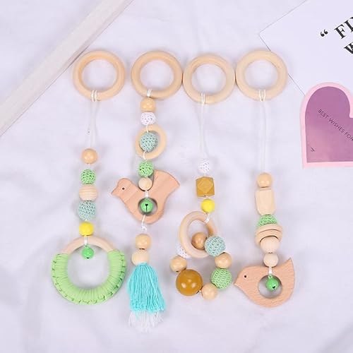 Xiyocadt 4 Stück Baby Spielbogen Anhänger, Baby Gym Spielzeug Charms Anhänger,Spielbögen,für Autositze, Kinderwagen und Autositzspielzeug (30cm,Grün) von Xiyocadt