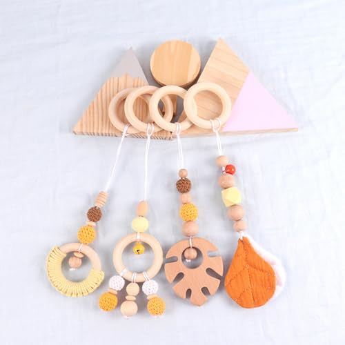 Xiyocadt 4 Stück Baby Spielbogen Anhänger, Holz Spielbogen für Hängende Spielzeug für Neugeborenen Baby Shower Geschenk (28cm,Gelb) von Xiyocadt