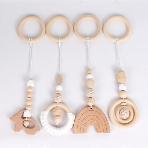 Xiyocadt 4 Stück Spielbogen Baby Spielzeug ab 0 Monate,Baby Gym Anhänger, Anhänger Spielbogen, für Mädchen Jungen Babyspielzeug für Babyschale Kinderwagen Autositz Spielzeug (27.5cm,Weiß) von Xiyocadt