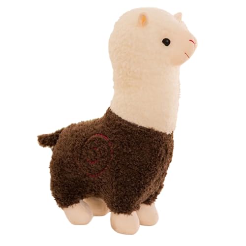 Xiyocadt Alpaka Kuscheltier Stand, Süße Lama Plüschtier, Weiche Kuschel Stofftier Kissen für Kinder Mädchen Jungen (46cm,Braun) von Xiyocadt