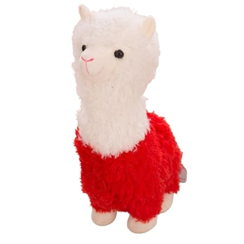 Xiyocadt Alpaka Kuscheltier Stand, Süße Lama Plüschtier, Weiche Kuschel Stofftier Kissen für Kinder Mädchen Jungen (55cm,Rot) von Xiyocadt