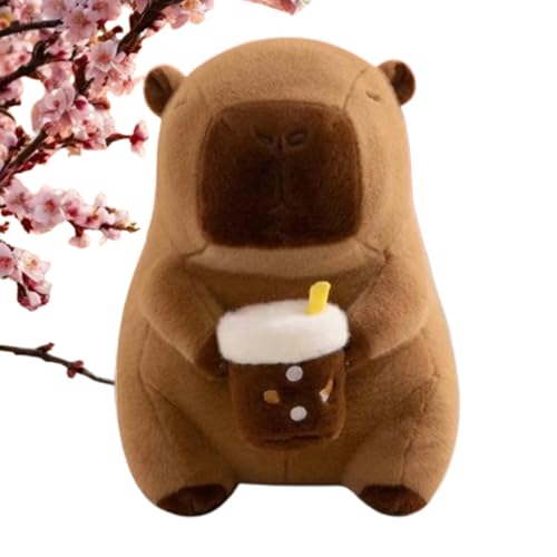 Xiyocadt Capybara Kuscheltier, Mehrere Stile Umhang Schal Rucksack Küken Plüschtier, Wasserschwein Puppe Kissen Stofftier, Spielzeug Geschenk Für Mädchen Jungen Kinder (30cm,Bubble Tea) von Xiyocadt