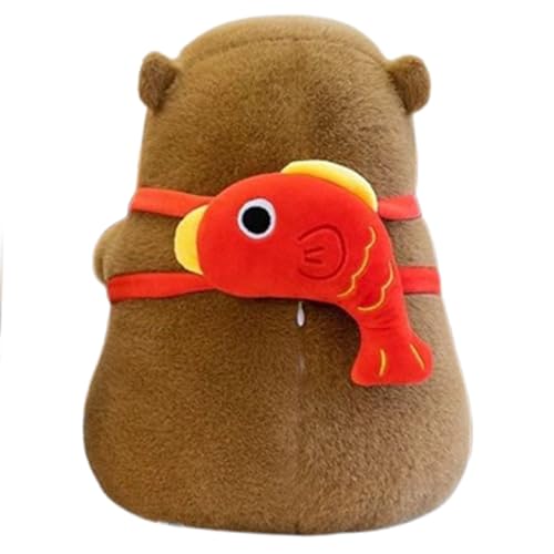 Xiyocadt Capybara Kuscheltier, Mehrere Stile Umhang Schal Rucksack Küken Plüschtier, Wasserschwein Puppe Kissen Stofftier, Spielzeug Geschenk Für Mädchen Jungen Kinder (30cm,Karpfen) von Xiyocadt