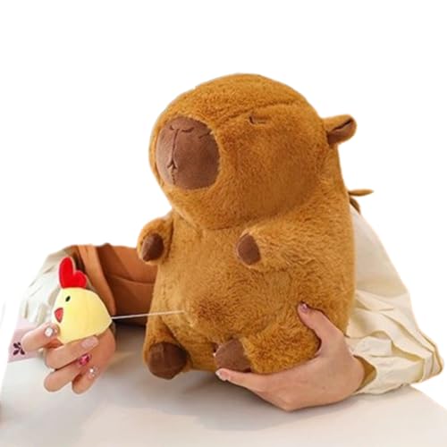 Xiyocadt Capybara Kuscheltier, Mehrere Stile Umhang Schal Rucksack Küken Plüschtier, Wasserschwein Puppe Kissen Stofftier, Spielzeug Geschenk Für Mädchen Jungen Kinder (30cm,Küken) von Xiyocadt