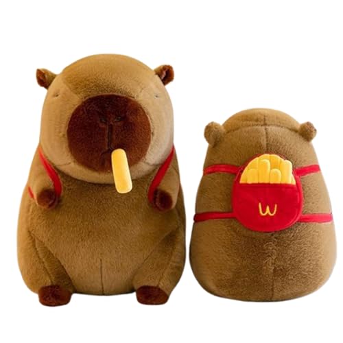 Xiyocadt Capybara Kuscheltier, Mehrere Stile Umhang Schal Rucksack Küken Plüschtier, Wasserschwein Puppe Kissen Stofftier, Spielzeug Geschenk Für Mädchen Jungen Kinder (30cm,Pommes Frites) von Xiyocadt