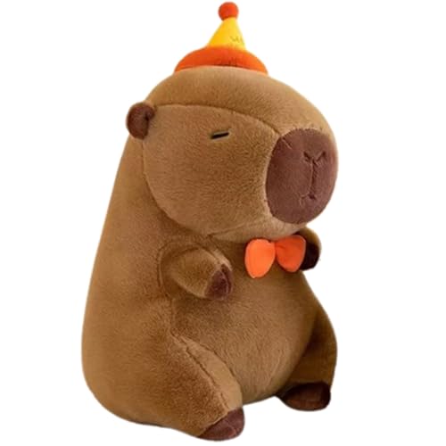 Xiyocadt Capybara Kuscheltier, Mehrere Stile Umhang Schal Rucksack Küken Plüschtier, Wasserschwein Puppe Kissen Stofftier, Spielzeug Geschenk Für Mädchen Jungen Kinder (40cm,Zylinderhut) von Xiyocadt