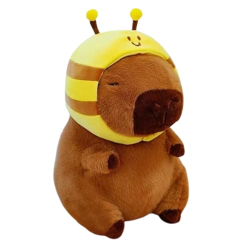 Xiyocadt Capybara Kuscheltier, Mehrere Stile Umhang Schal Rucksack Küken Plüschtier, Wasserschwein Puppe Kissen Stofftier, Spielzeug Geschenk Für Mädchen Jungen Kinder (50cm,Bienenhut) von Xiyocadt