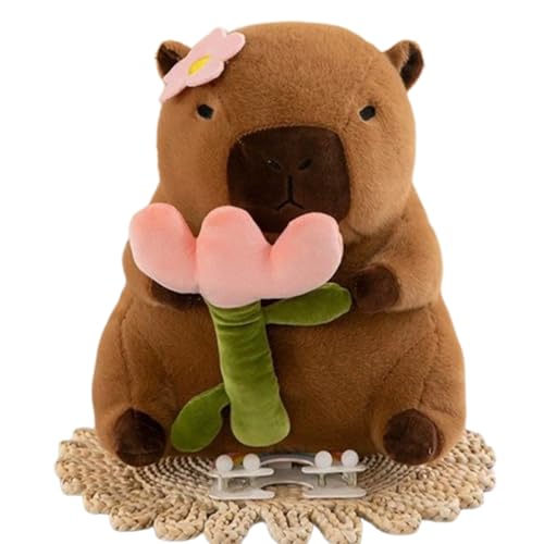 Xiyocadt Capybara Kuscheltier, Mehrere Stile Umhang Schal Rucksack Küken Plüschtier, Wasserschwein Puppe Kissen Stofftier, Spielzeug Geschenk Für Mädchen Jungen Kinder (50cm,Blume) von Xiyocadt