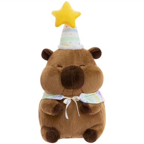 Xiyocadt Capybara Kuscheltier, Niedlichen Cartoon Plüsch Puppe, Cute and Cuddly Capybara Plüschtier mit Geburtstagshut, Capybara Plush für Mädchen Jungen,Simulation Tier Capybara Puppen (65cm) von Xiyocadt