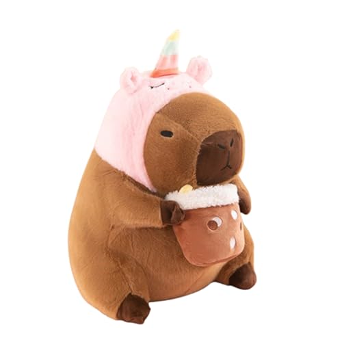 Xiyocadt Capybara Kuscheltier,Niedliche Capybara Plüschtier mit Rosa Einhorn Hut, Super Weiche Capybara Plush Toy,Capybara Kuscheltier Plushies Puppen Super für Home Deko Kinder Geschenke (30cm,G) von Xiyocadt