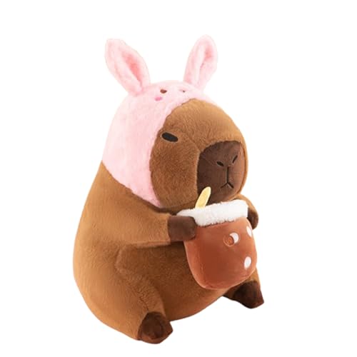 Xiyocadt Capybara Kuscheltier,Niedliche Capybara Plüschtier mit Rosa Einhorn Hut, Super Weiche Capybara Plush Toy,Capybara Kuscheltier Plushies Puppen Super für Home Deko Kinder Geschenke (50cm,B) von Xiyocadt
