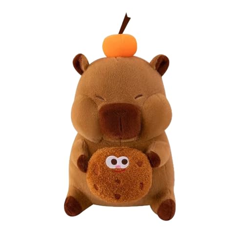 Xiyocadt Capybara Kuscheltier 30 cm, Cartoon Capybara Kuscheltier Wasserschwein Kuscheltiers Simulation Capybaras Plüschtier Kuscheltiers Wasserschwein Hält Einen Keks, Kissen, Geschenk (40cm) von Xiyocadt