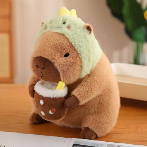 Xiyocadt Capybara Kuscheltier mit Haube, Plushie Capibara Plüschtier, Kapibara Plüschkissen Spielzeug, Weich Stofftier Kissen Geschenk für Mädchen Jungen Kinder (40CM,Dinosaurier) von Xiyocadt