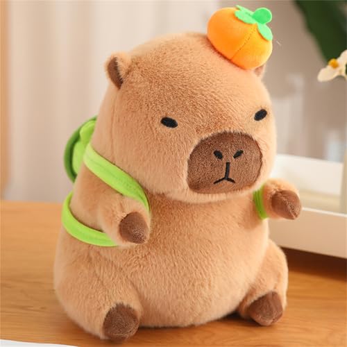 Xiyocadt Capybara Plüschtier,Plüschtiere Capybara, Weich umarmendes-Spielzeug, das eine Schildkrötentasche trägt,Orangen auf dem Kopf,Plüsch Puppenkissen Für Jungen Mädchen (50cm,A) von Xiyocadt