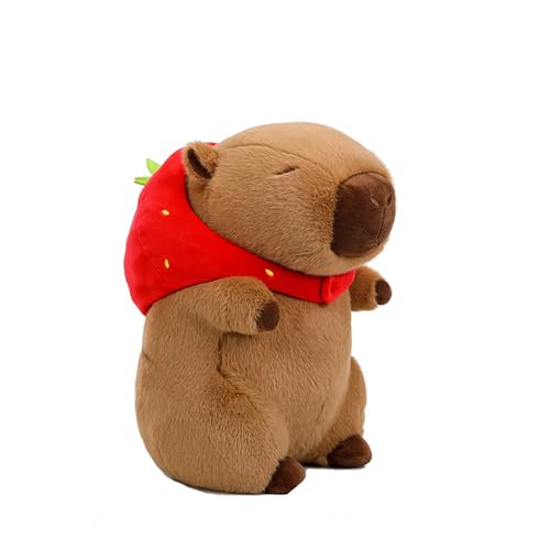 Xiyocadt Capybara Plüschtier,Wasserschwein Kuscheltier,Capybara Plüschtier Mit Schwimmring Und Sonnenbrille,Mit Erdbeerkopfbedeckung Kuscheltier,Plüsch Puppenkissen Für Jungen Mädchen (90cm,E) von Xiyocadt